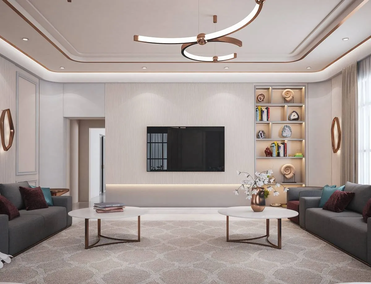 غرفة معيشة جذّابة في ديكوراتها