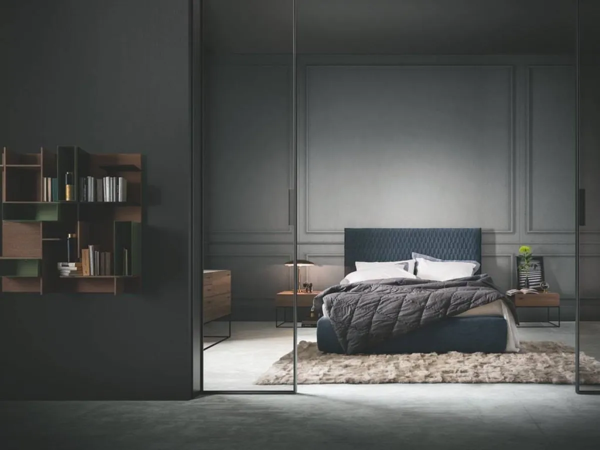 غرفة نوم زرقاء اللون