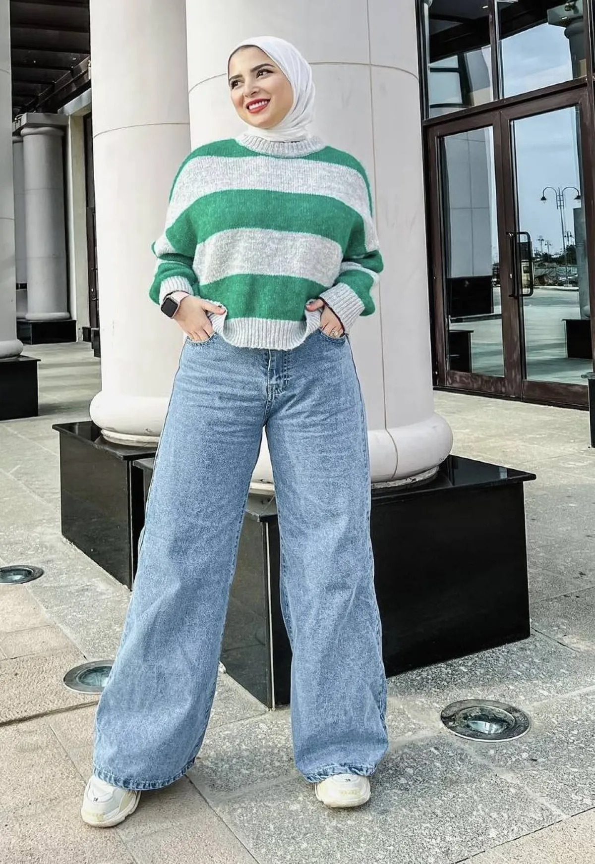 الازياء المخططة مع الدنيم