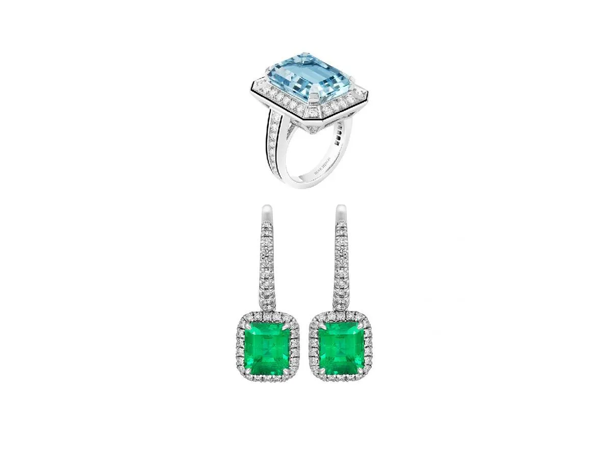 موديلات مجوهرات مرصعة بأحجار كريمة مستطيلة