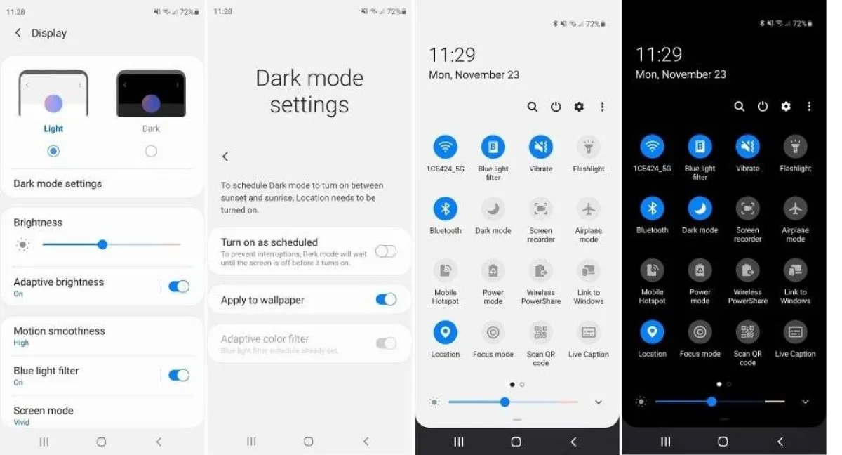صورة لكيفية تفعيل الوضع الداكن