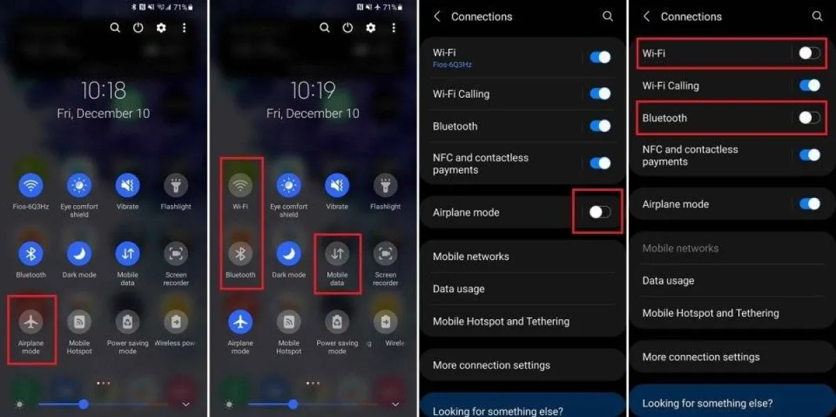 صورة لكيفية تفعيل وضع الطيران