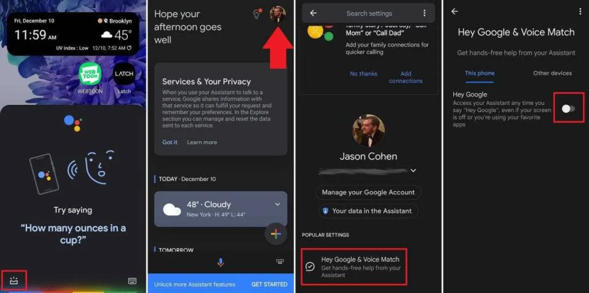 صورة لكيفية إيقاف خاصية المساعد الذكي جوجل