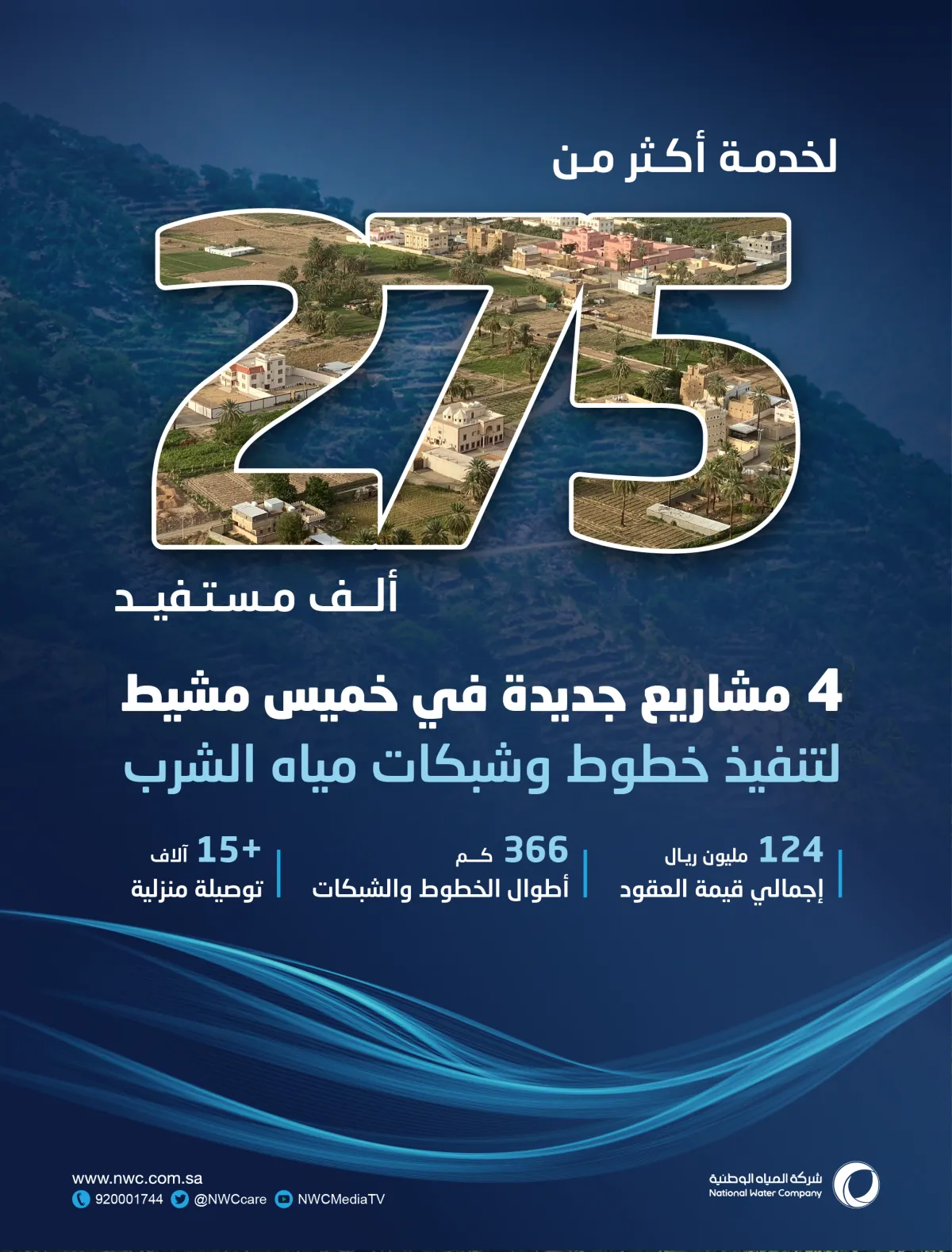 توسعة شبكة المياة الوطنية في خميس مشبط