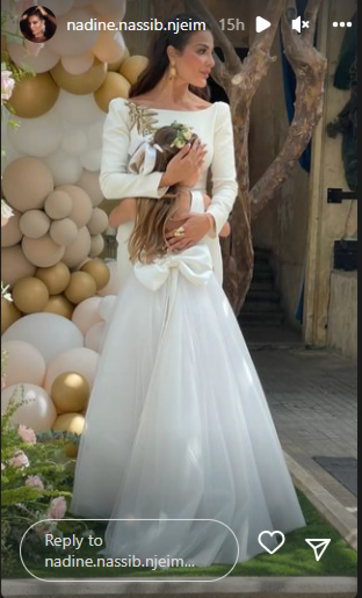 نادين نجيم برفقة ابنتها هيفين - الصورة من ستوري نادين على انستغرام