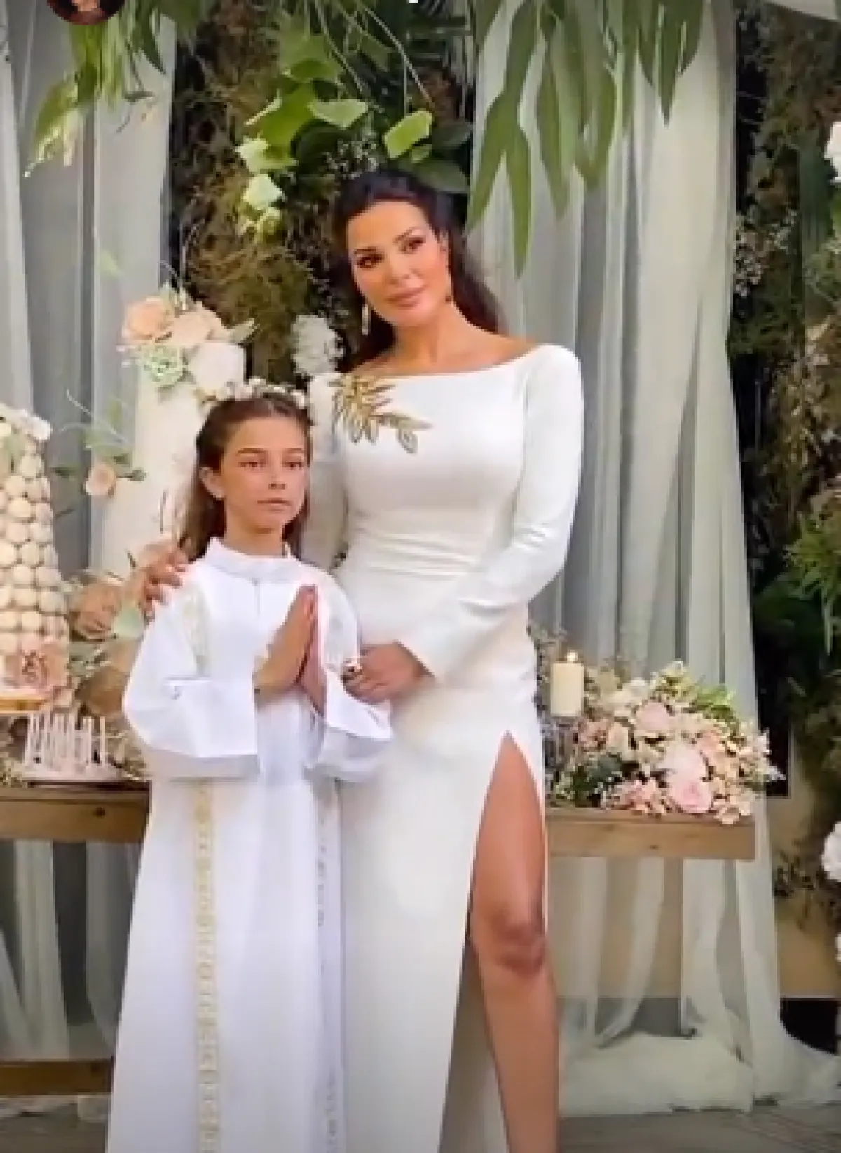 نادين نجيم برفقة ابنتها هيفين - الصورة من ستوري نادين على انستغرام