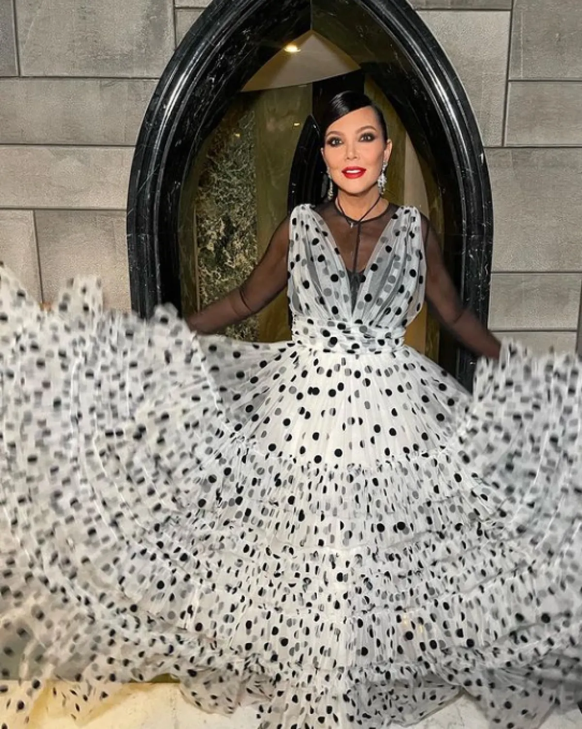 كريس جينير  تتألق بفستان مطبع