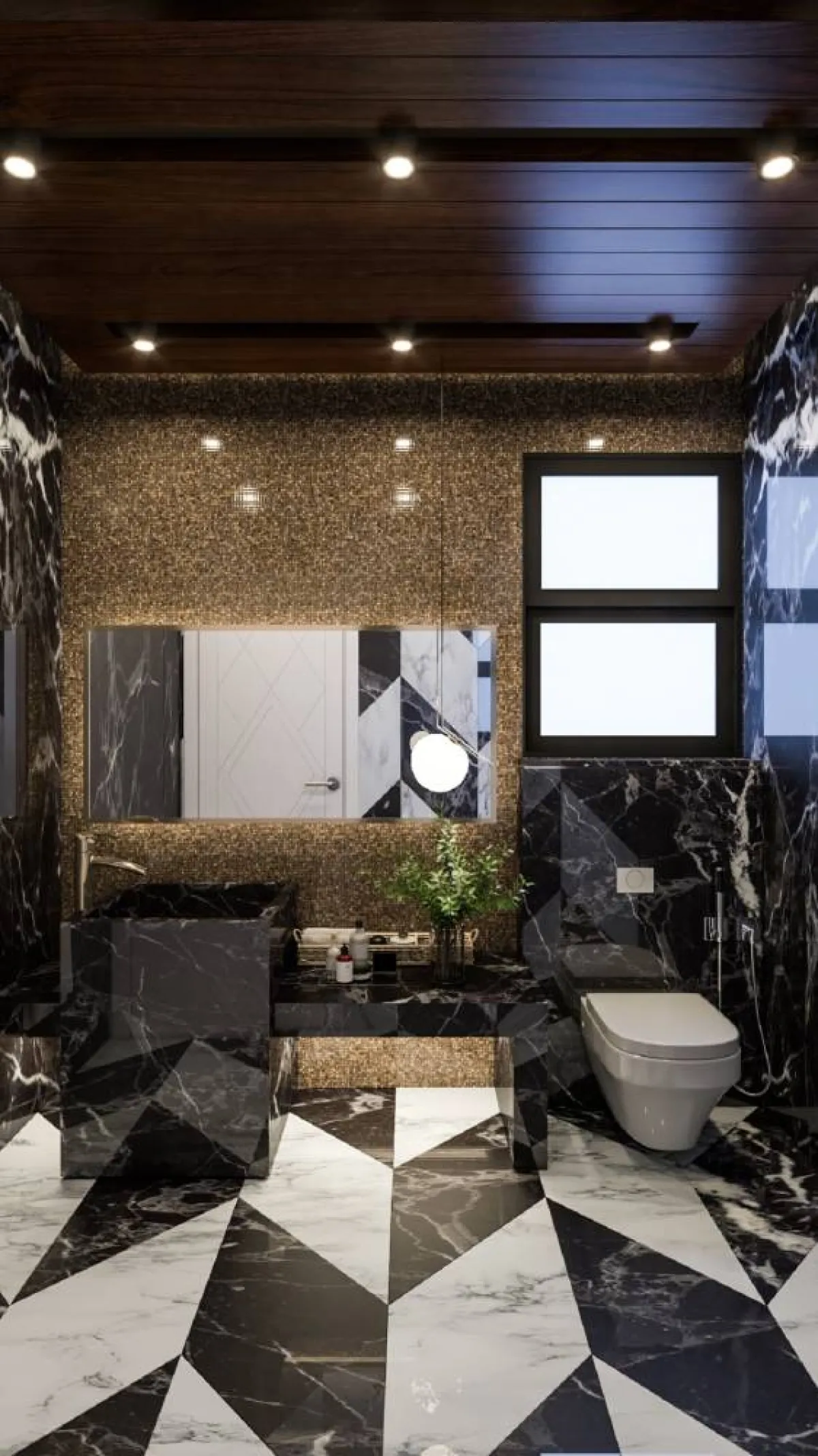 الأسود في ديكور الحمام الفخم