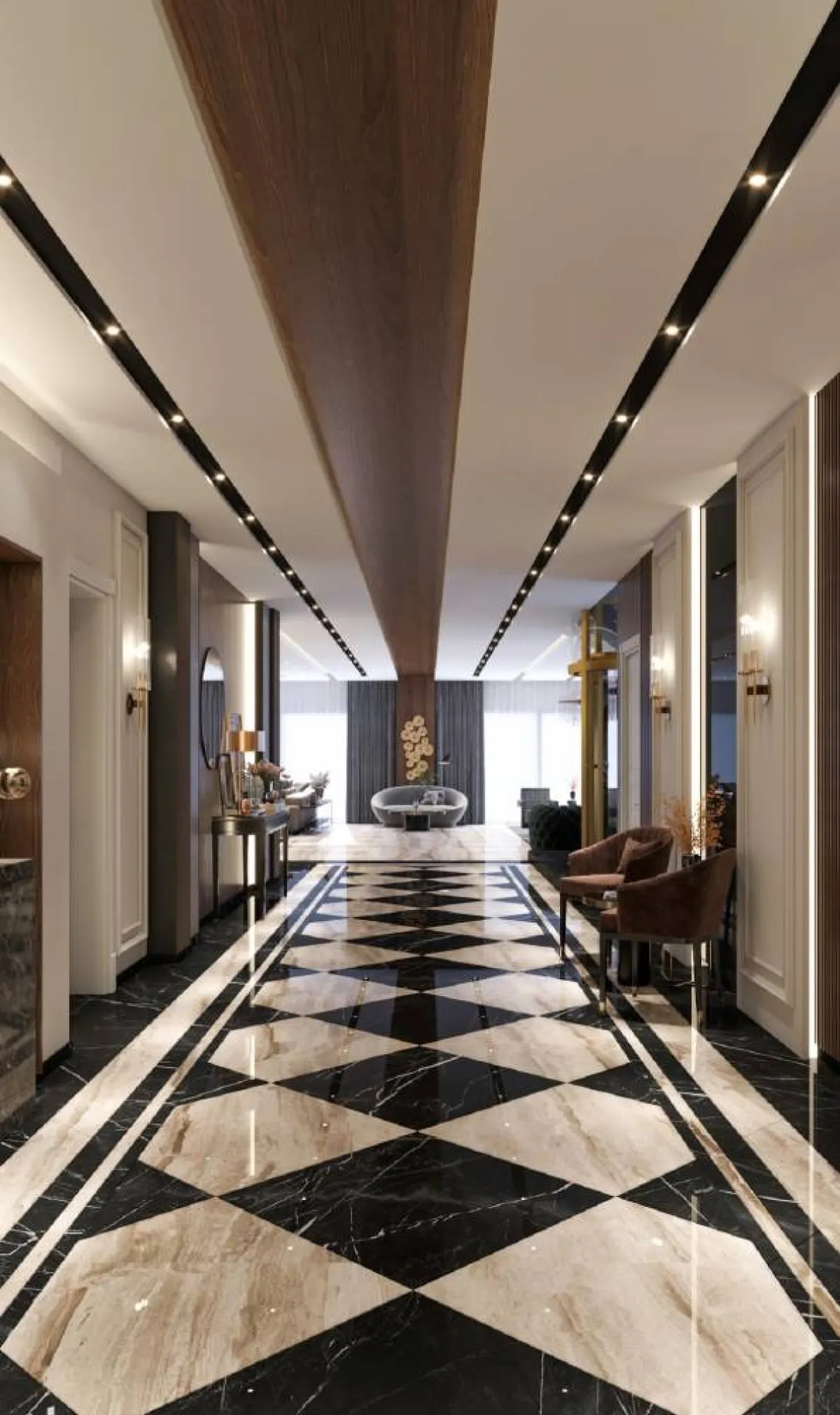 تموذج عن استخدام الأسود في الممرّ المنزلي