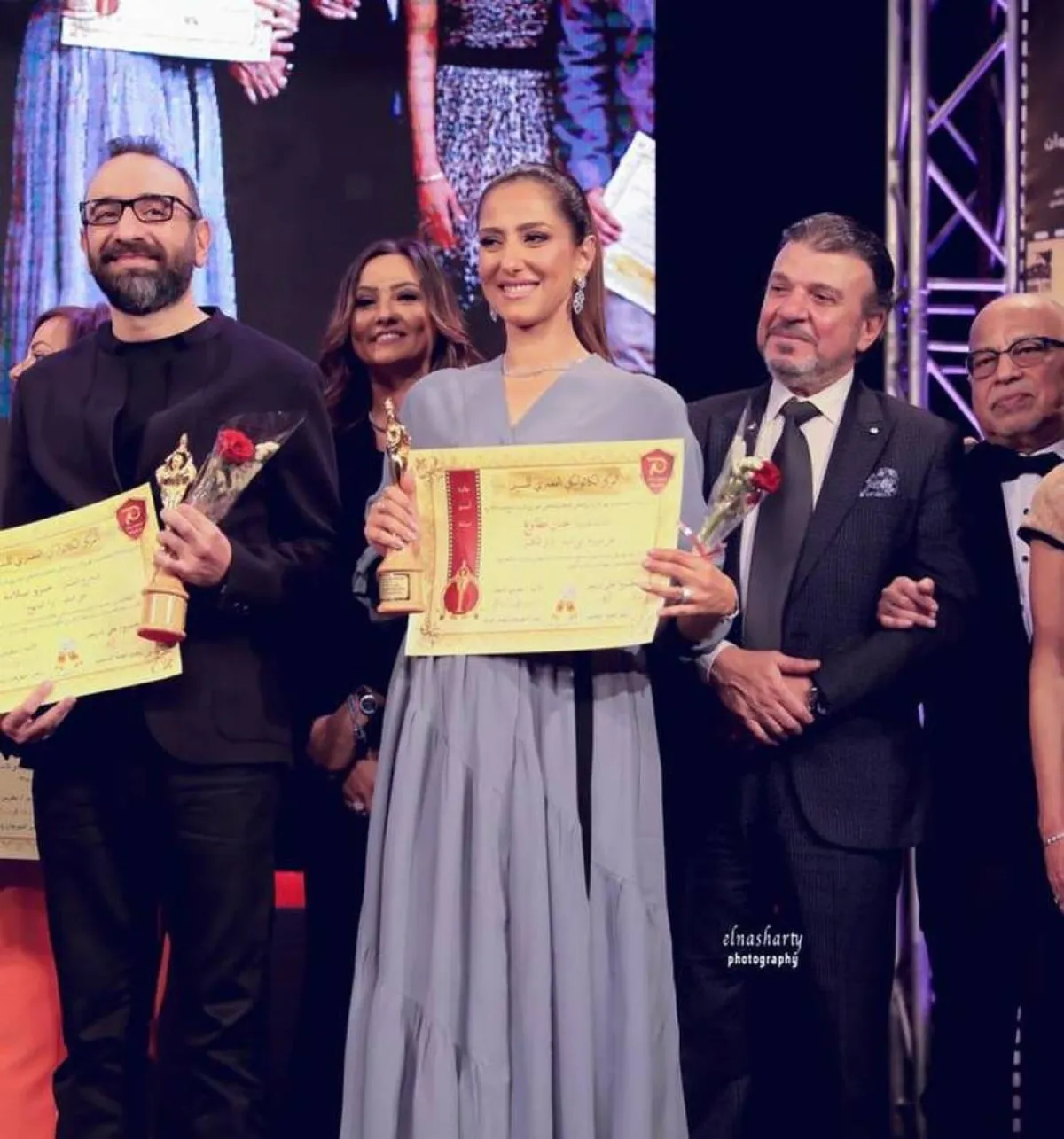 حنان مطاوع أثناء تكريمها في المهرجان - صورة من حسابها على إنستجرام