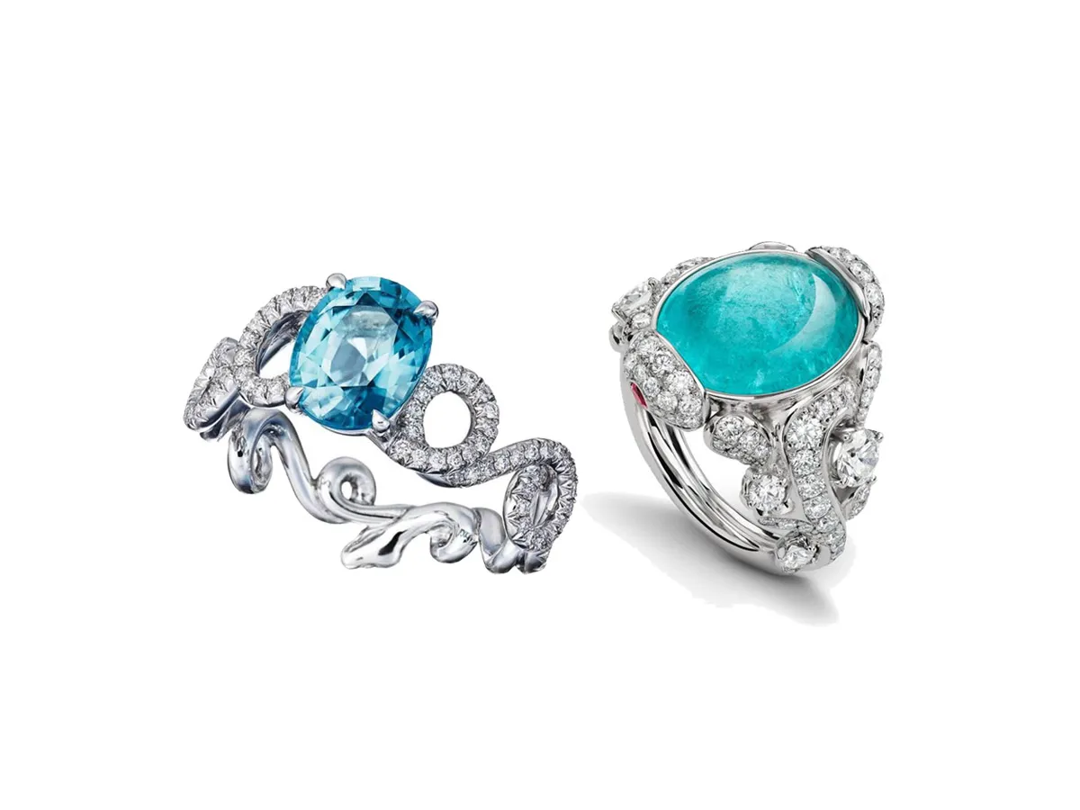 موديلات خواتم مرصّعة بالتورمالين الأزرق