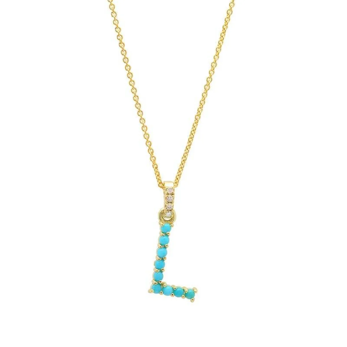 قلادة TURQUOISE LETTER L من Jennifer Meyer 