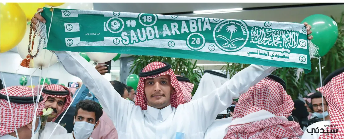 حشد كبير في استقبال المنتخب في مطار الملك خالد الدولي في الرياض