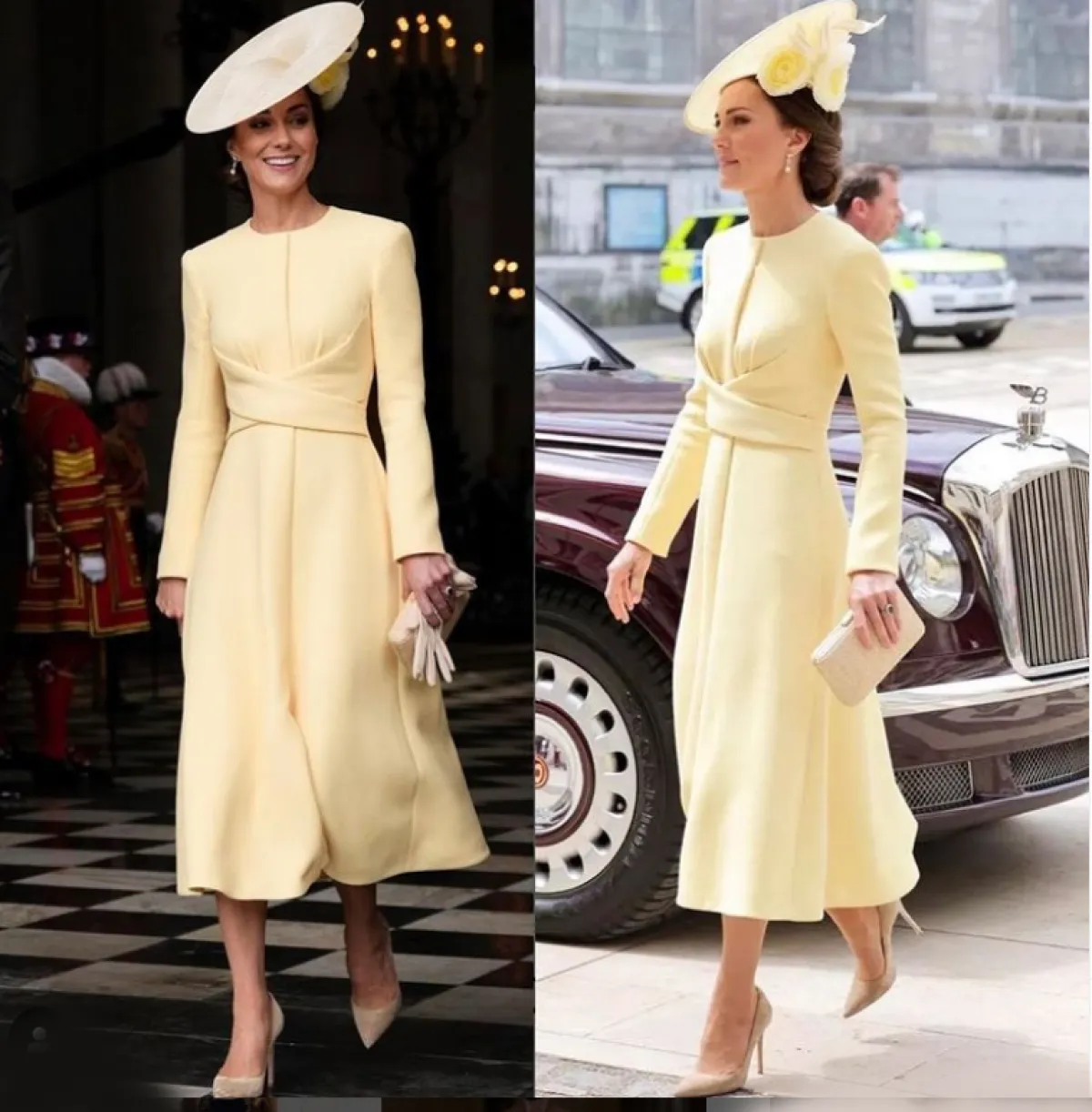 كيت ميدلتون ترتدي فستاناً بلون الأصفر الكريمي 