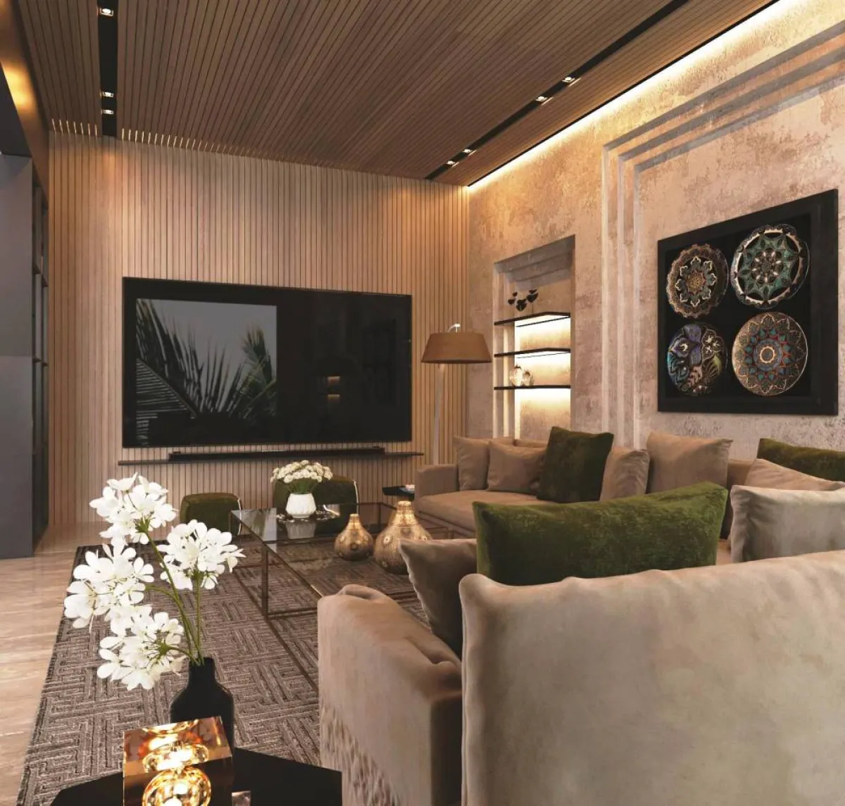 كساء السقف بالخشب لغرض امتصاص الصوت  