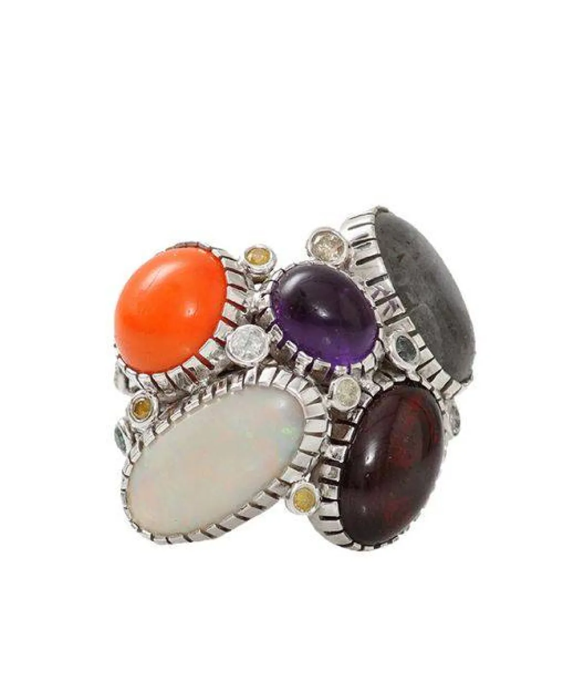 خاتم مرصع بحجر الأوبال الأبيض من بواز كاشي Boaz Kashi