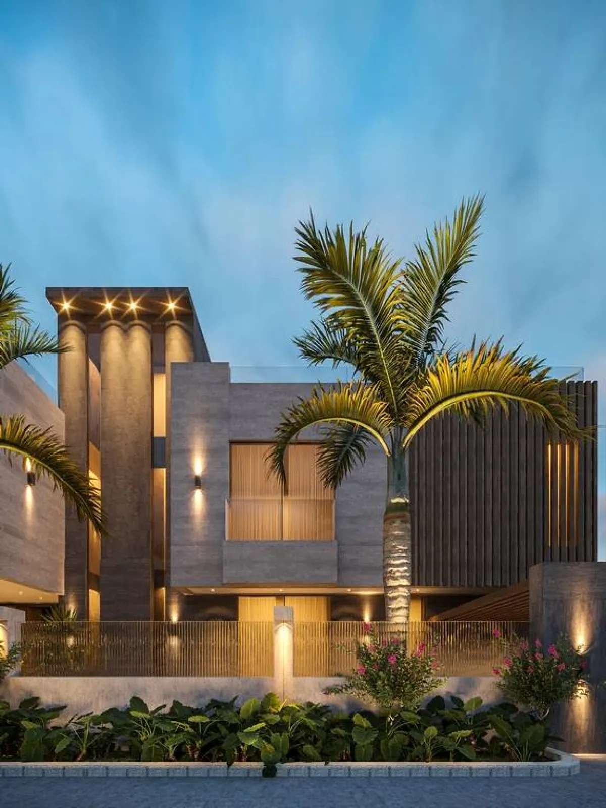 الواجهة الخارجية لفيلا من مشاريع ألينا وقاص