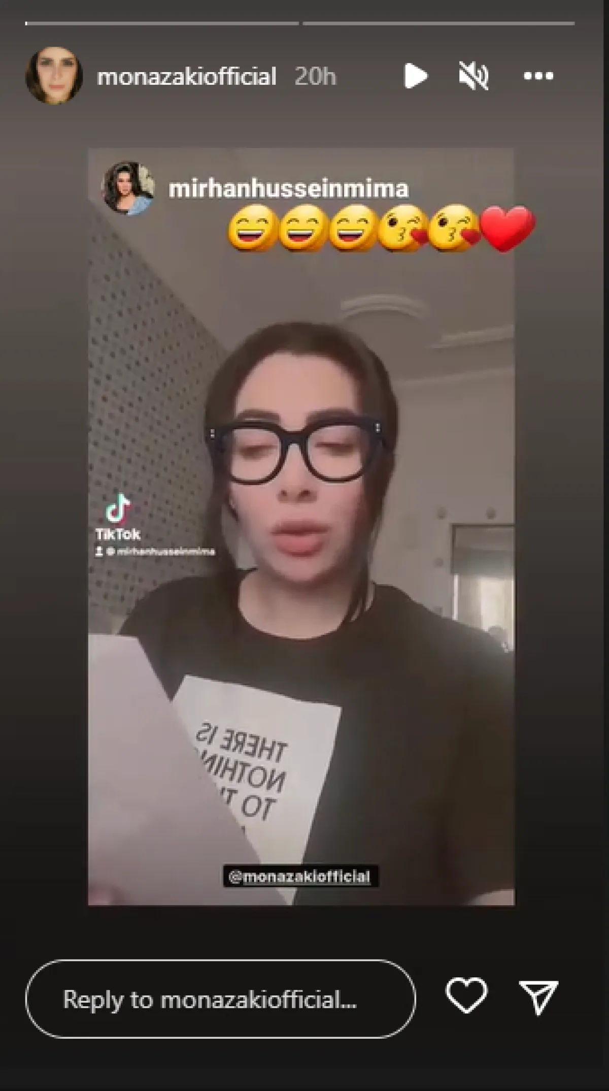 منى زكي تنشر مشهداً من تقليد ميرهان حسين لها في أحد المشاهد عبر خاصية القصص المصورة عبر حسابها على انستغرام