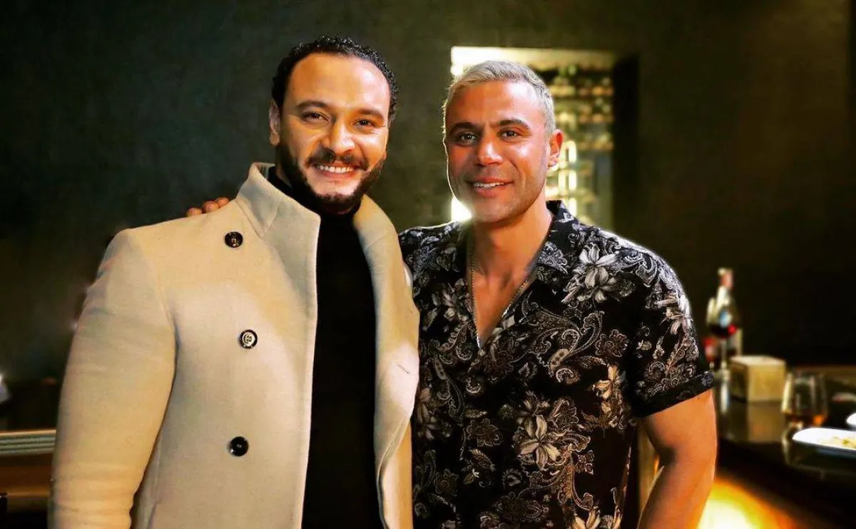 أحمد خالد صالح ومحمد إمام في كواليس فيلم عمهم - الصورة من حساب أحمد على انستغرام