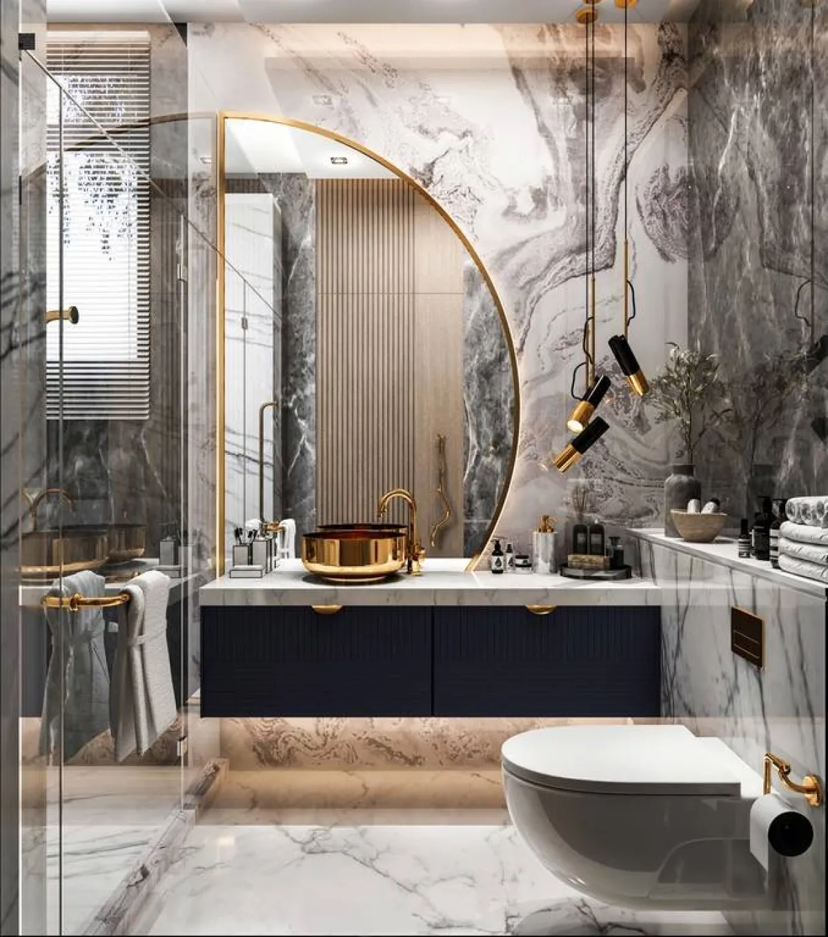 تصميم لافت للمرآة في الحمّام  