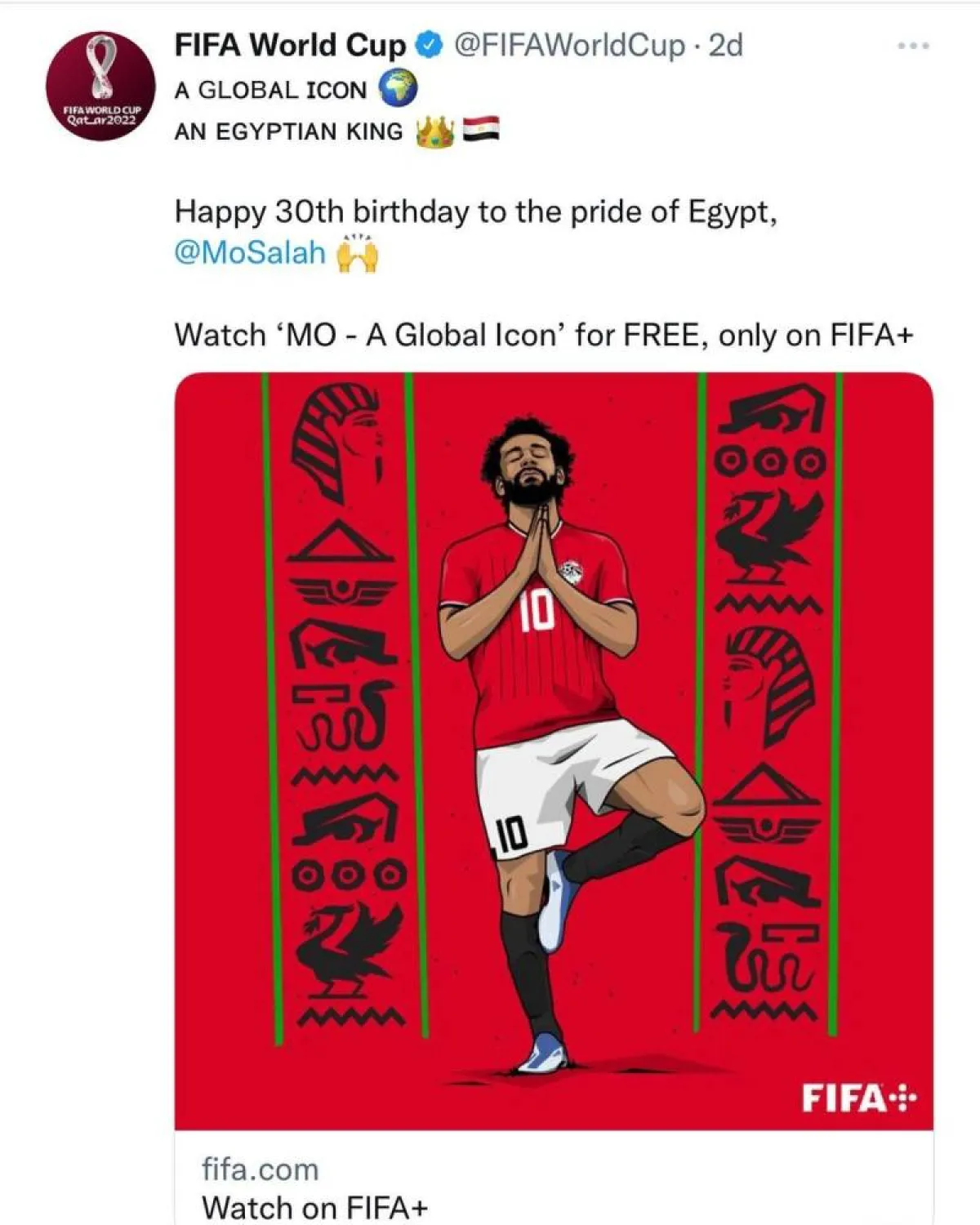 لقطة لحساب الفيفا عن محمد صلاح - صورة من حساب المخرج أحمد قدري على إنستجرام