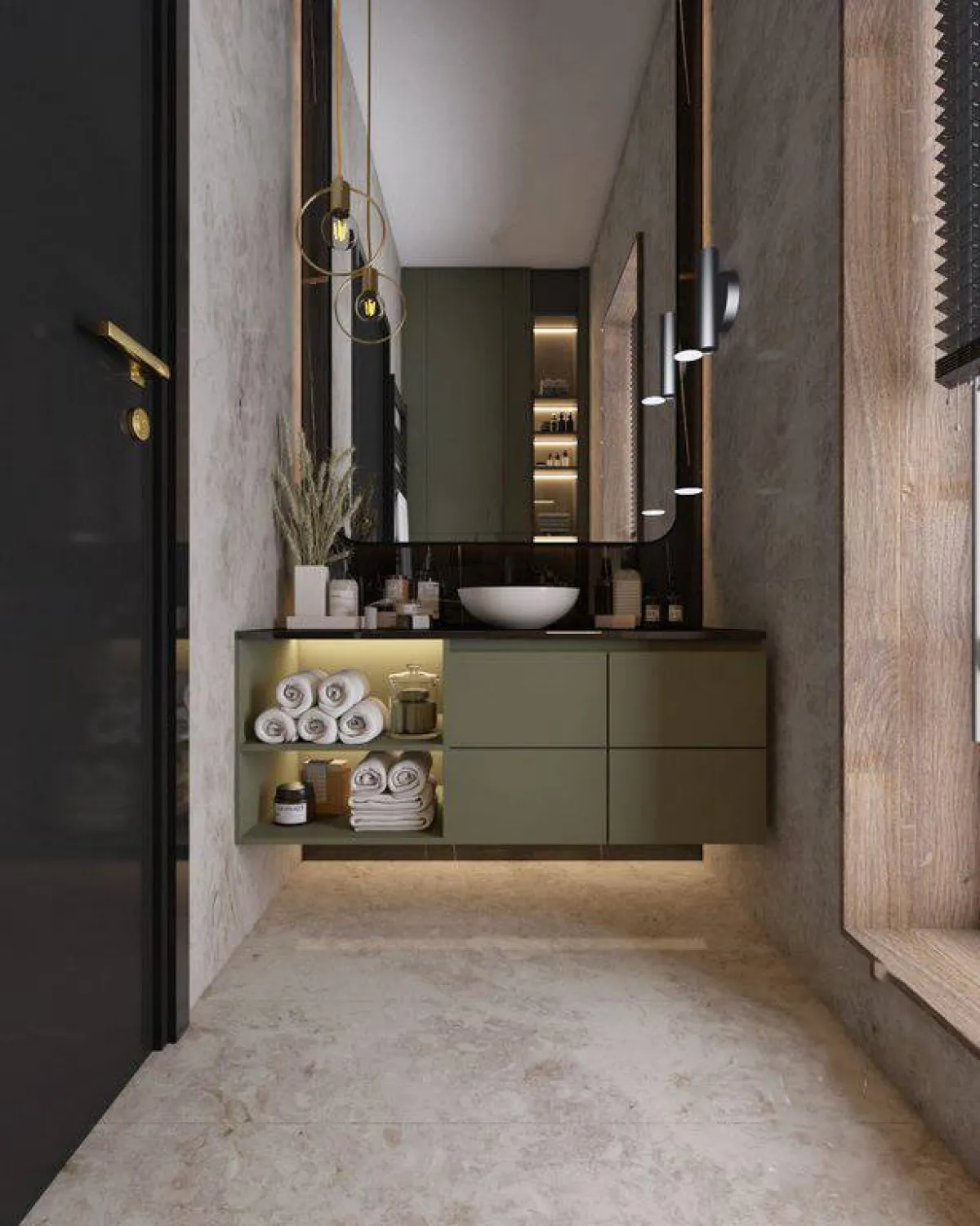 إكسسوارات حمّام الضيوف تشتمل على المناشف