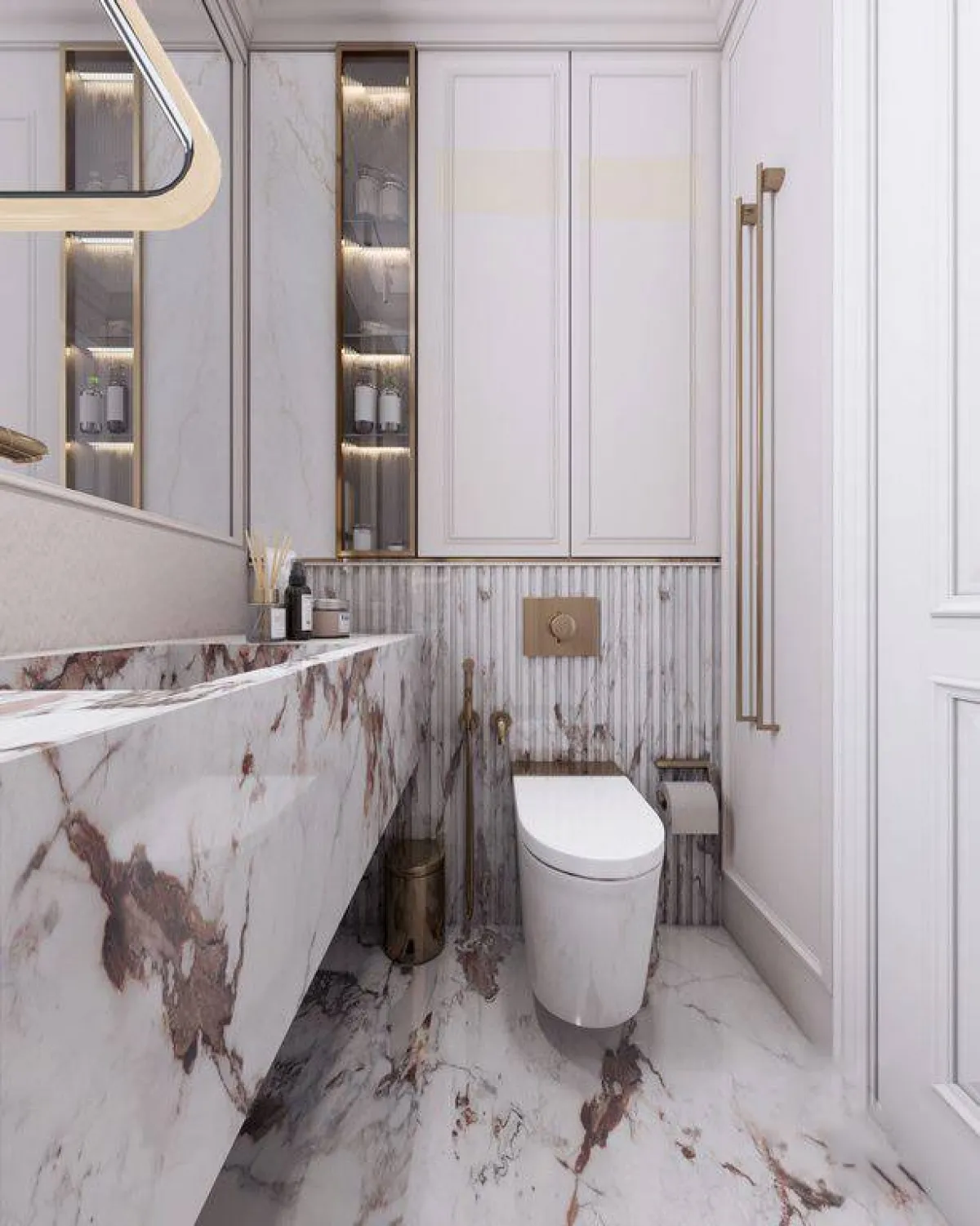 الرخام في حمّام الضيوف