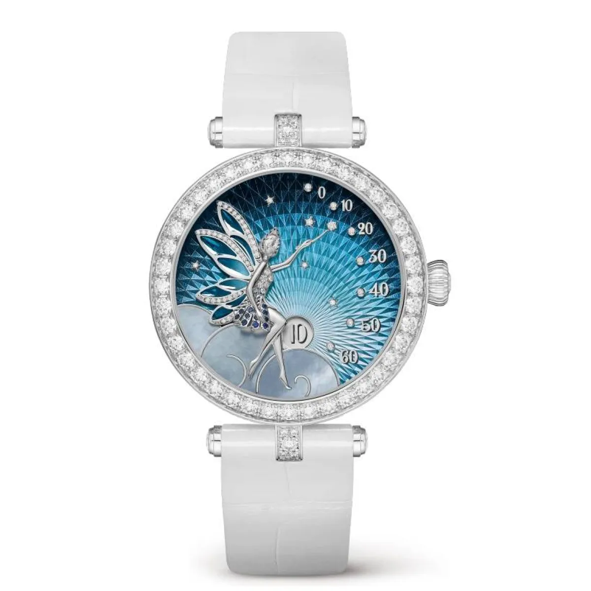 ساعات بيضاء مرصوفة بالألماس لإطلالة راقية لعروس صيف 2022