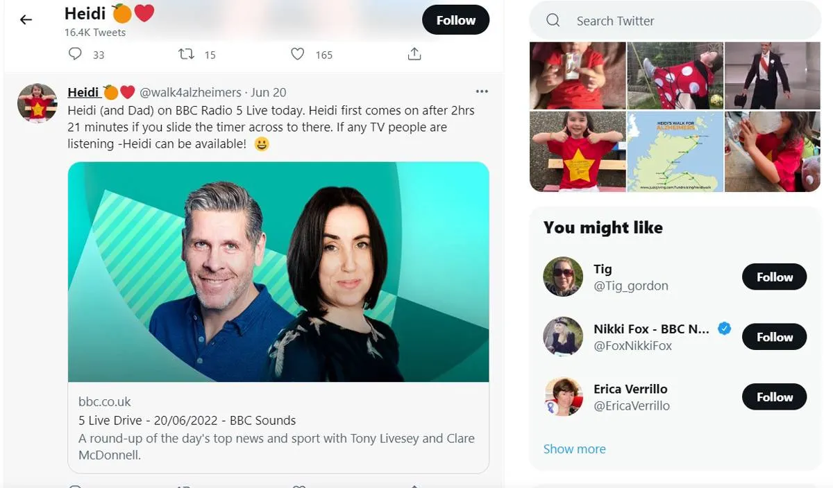 طفلة بريطانية تسير 600 ميل لجمع تبرعات بأكثر من 18 ألف دولار لدعم أبحاث الزهايمر