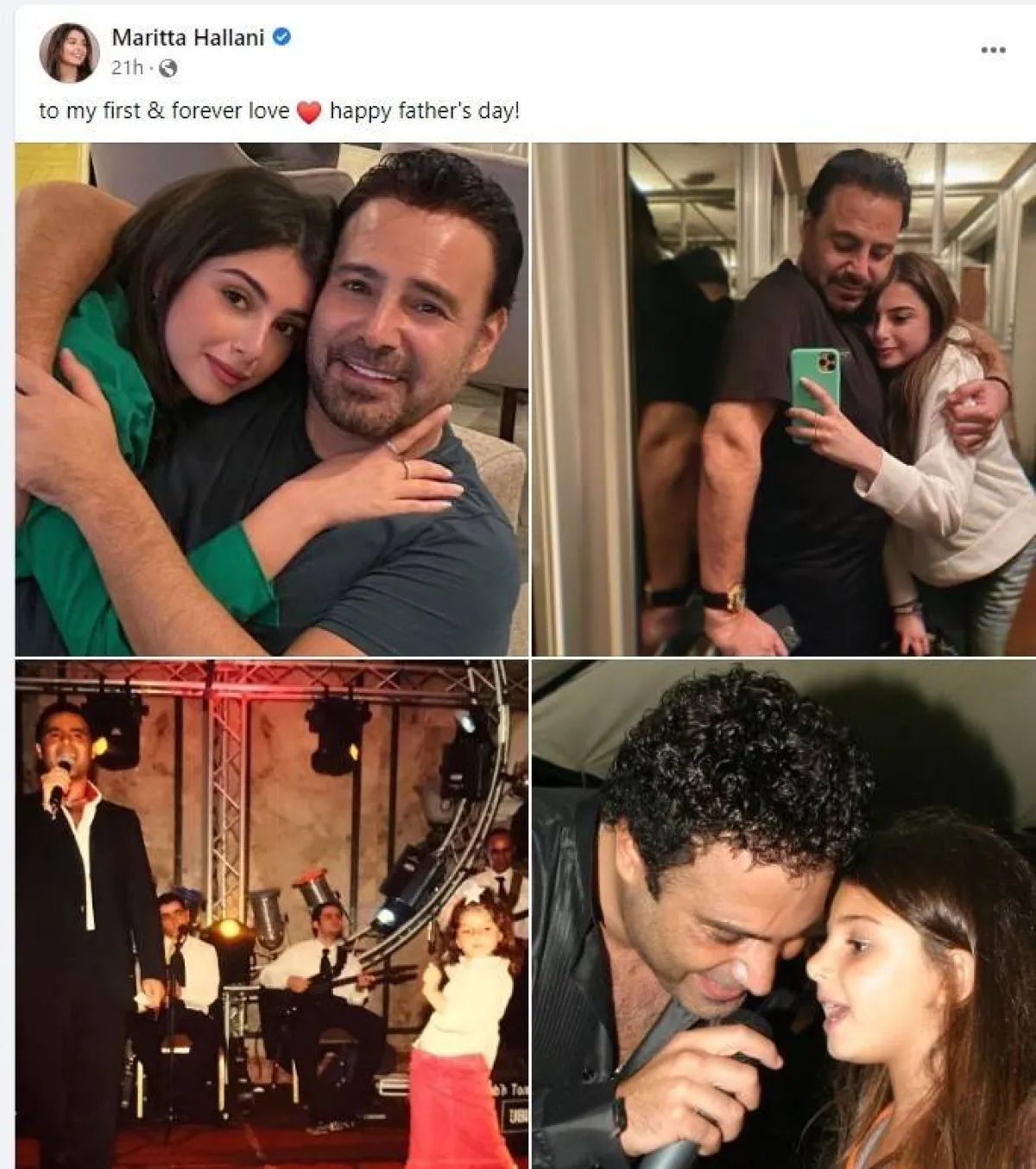 عاصي الحلاني وابنته ماريتا- الصورة لقطة شاشة من حساب ماريتا على فيسبوك