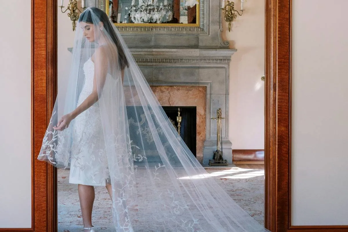 فساتين زفاف بطرح طويلة من آن بارج Anne Barge