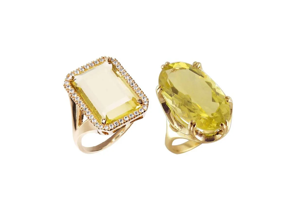 موديلات خواتم مرصعة بالكوارتز الليموني لإطلالة صيفية مبهجة