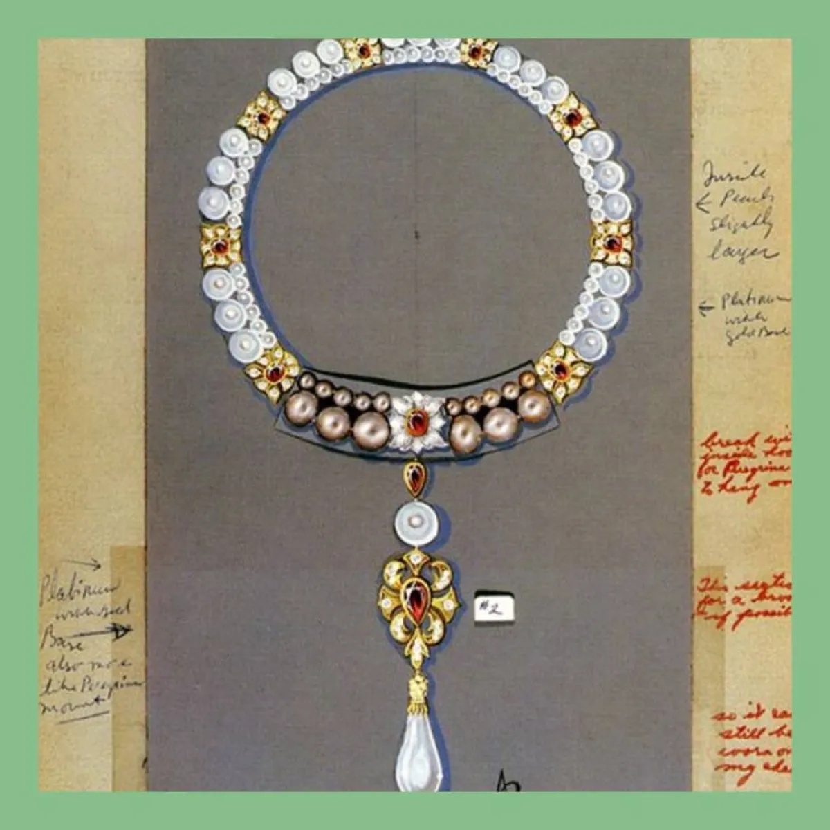 ملاحظات إليزابيث تايلور أثناء تصميم العقد- الصورة من الحساب الرسمي للممثلة الراحلة على انستغرام