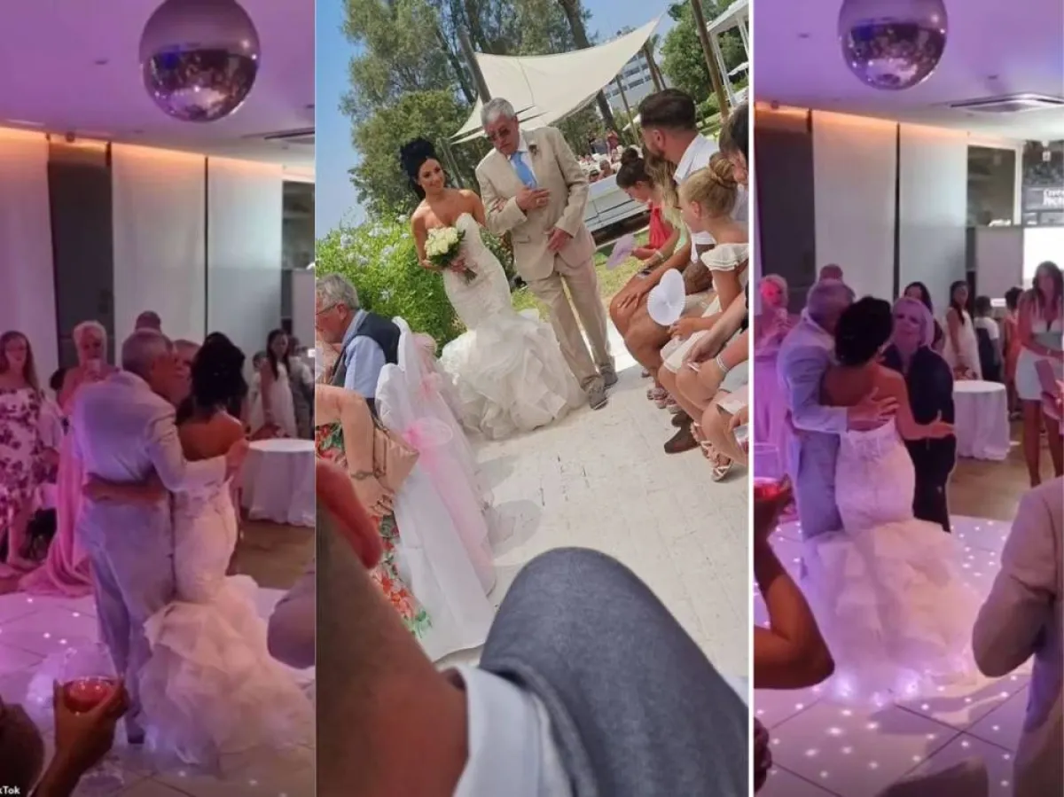 عروس تصنع مجسما لأمها المتوفاة خلال حفل زفافها