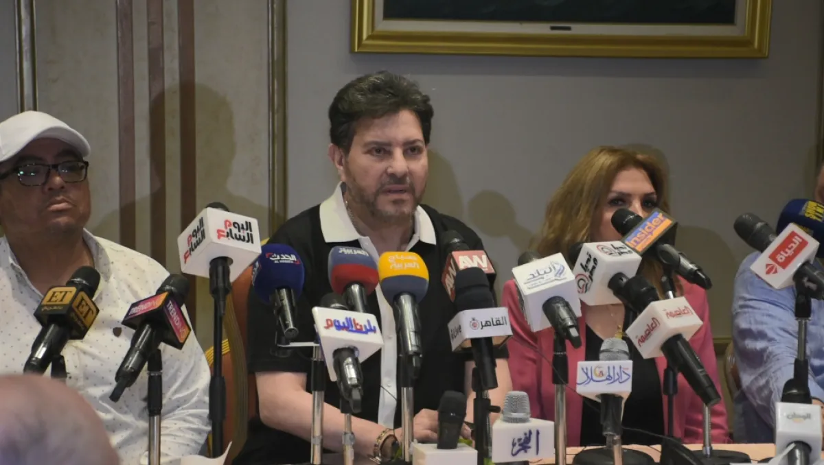 الفنان هاني شاكر خلال الموتمر الصحافي لاعتذار حسن شاكوش - تصوير محمد عربي خاص سيدتي.