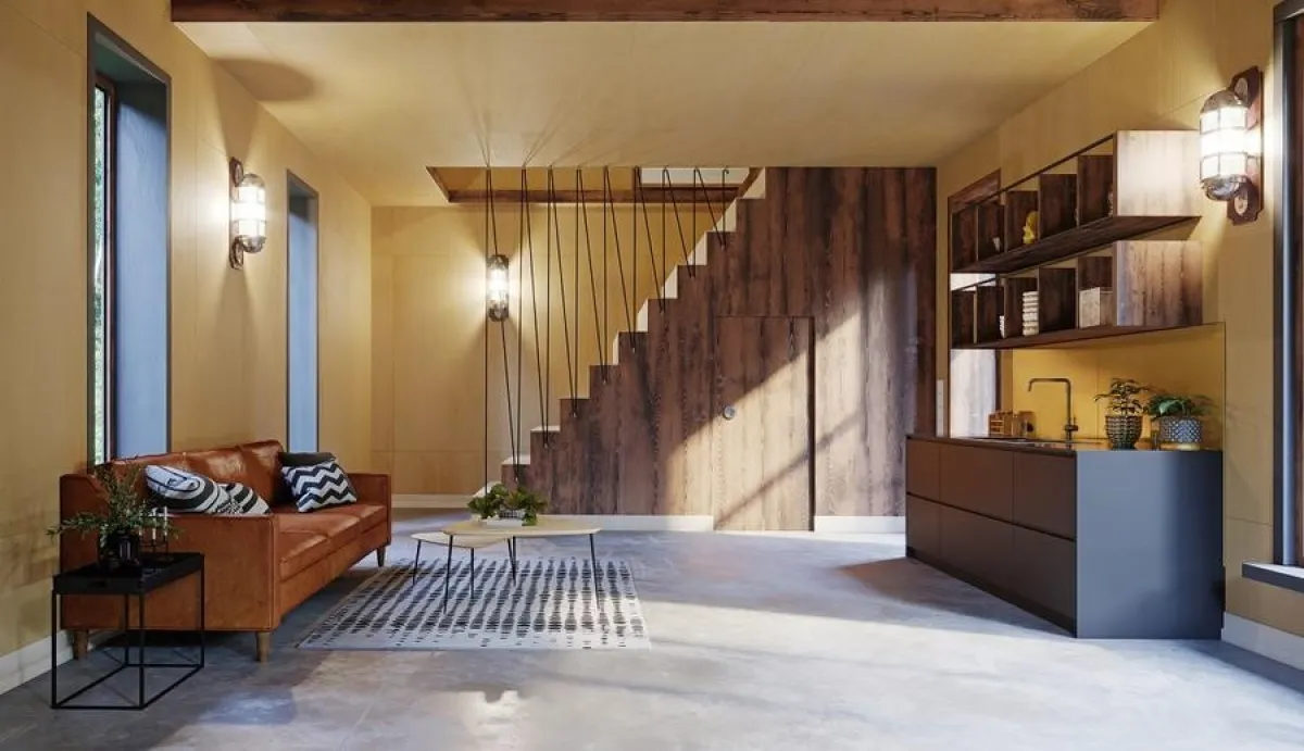 من الممكن استخدام الخشب في تصميم درابزين السلالم الداخلية