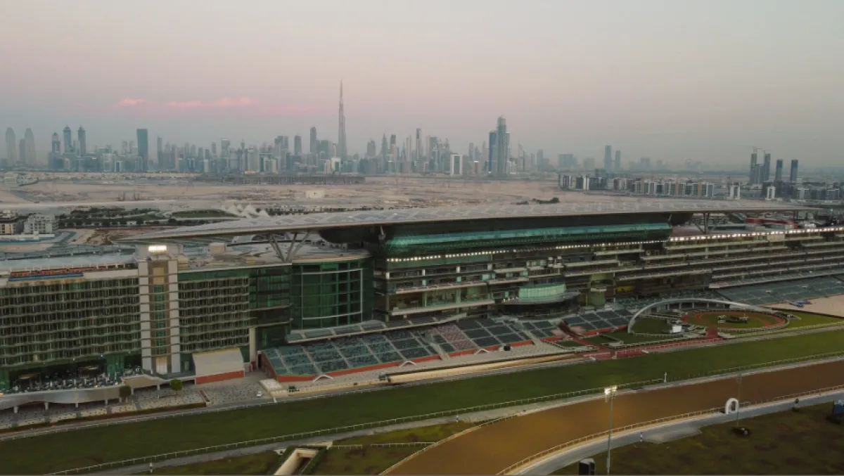 ميدان مضمار سباق الخيول في الإمارات. الصورة من المكتب الإعلامي لحكومة دبي