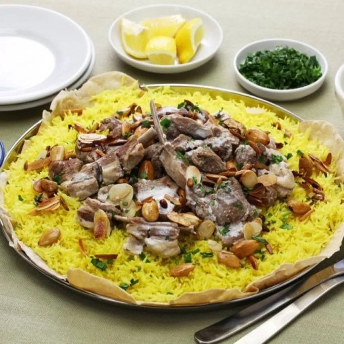 صورة لطبق من اللحم والأرز