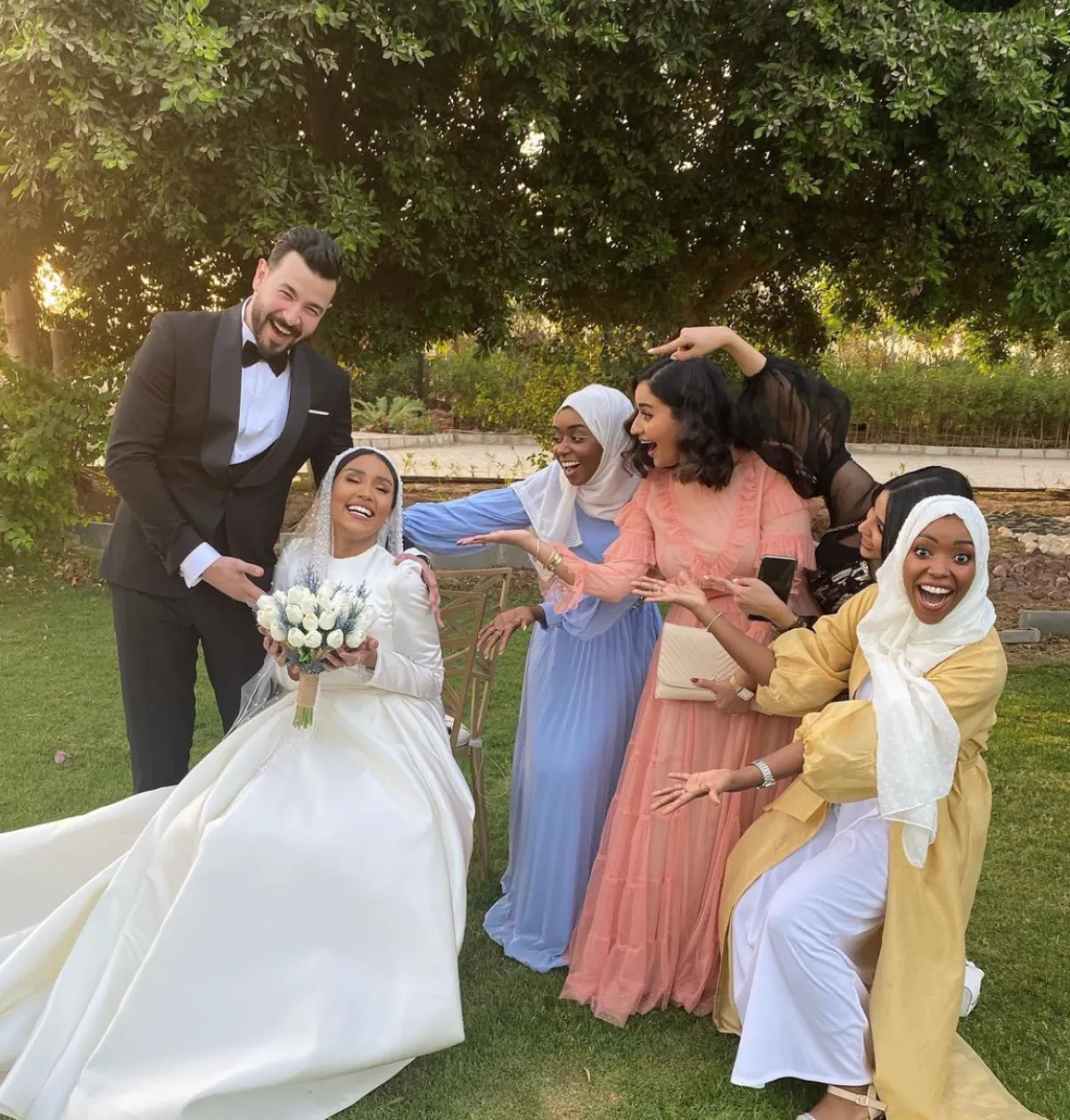 مرام وسارة ومنال ورندا في زواج نورا - الصورة من حساب رندا على الانستجرام