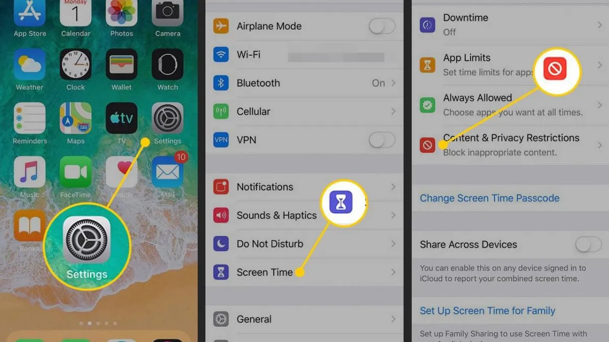 طريقة حظر مواقع الويب وتعيين قيود المحتوى بأيفون 