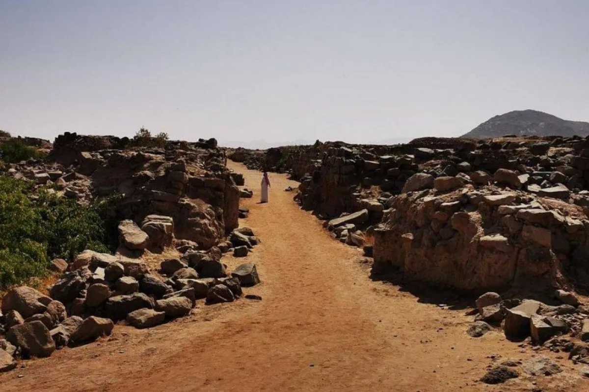 تظهر الصورة قرية الأخدود مصدر الصورة وكالة الأنباء السعودية واس