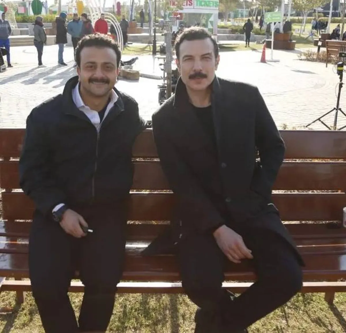 تامر نبيل وباسل خياط  من كواليس مسلسل  " منعطف خطر" - الصورة من صفحته على انستغرام
