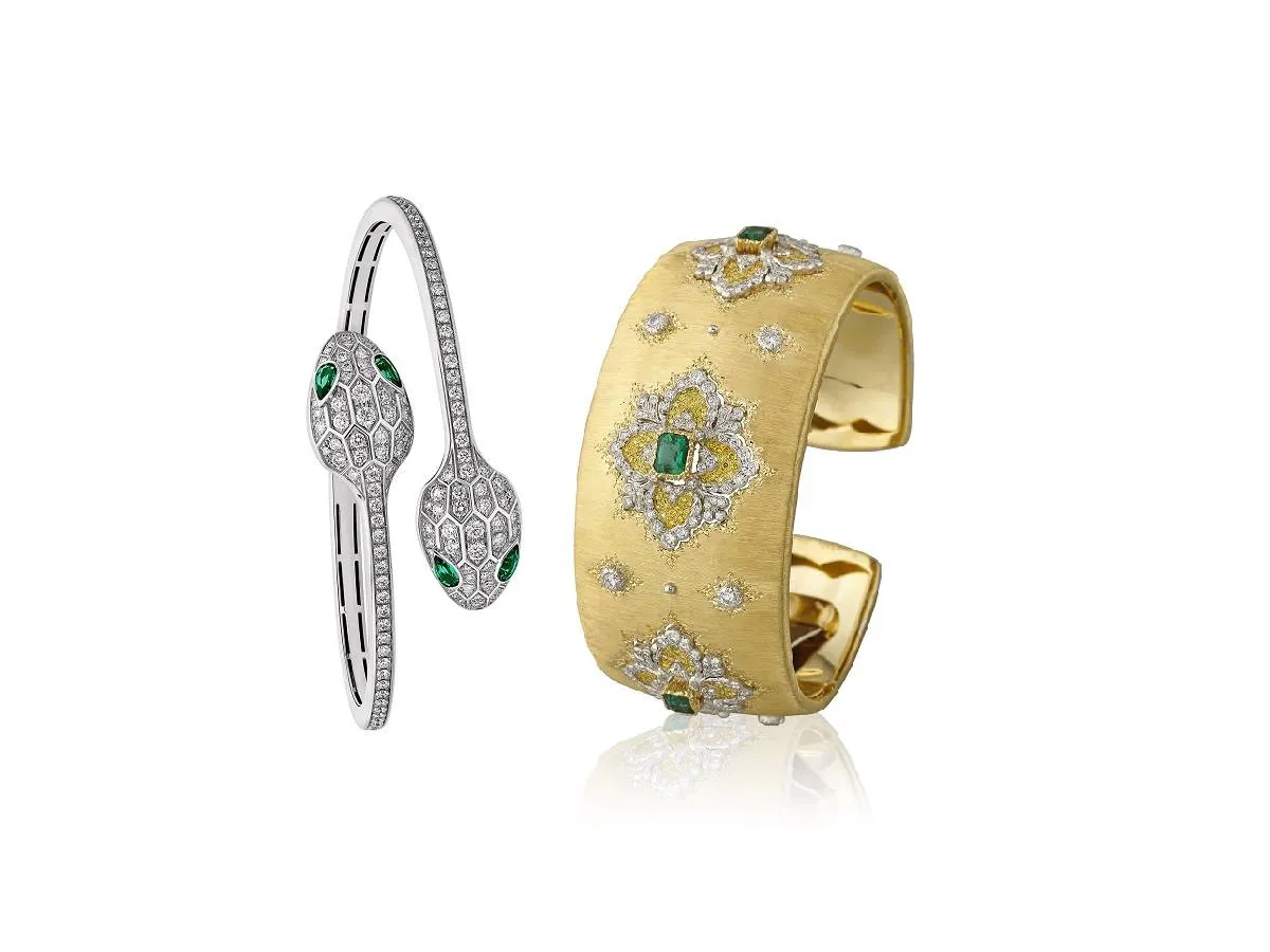 أساور مرصعة بالزمرد لإطلالات مختلفة لعيد الأضحى