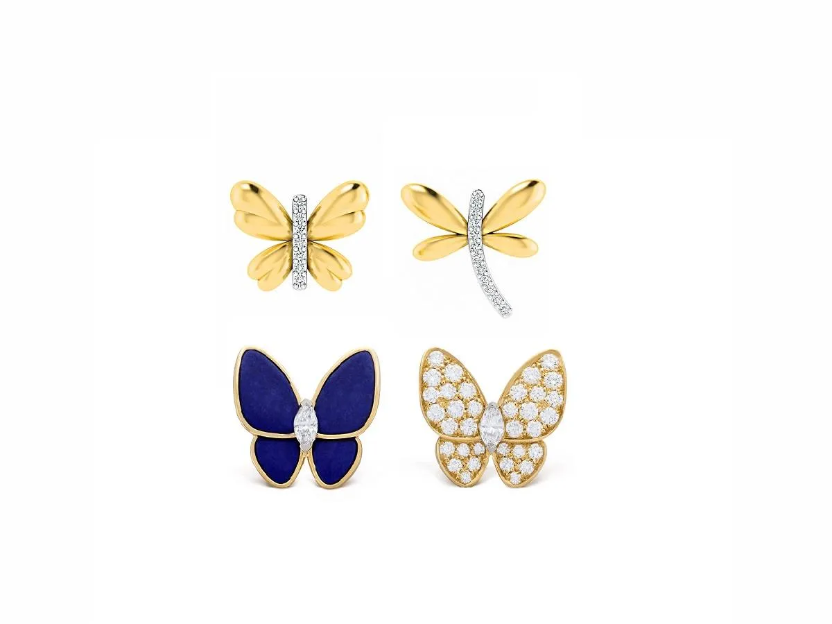 موديلات حلق ذهبي على شكل فراشة