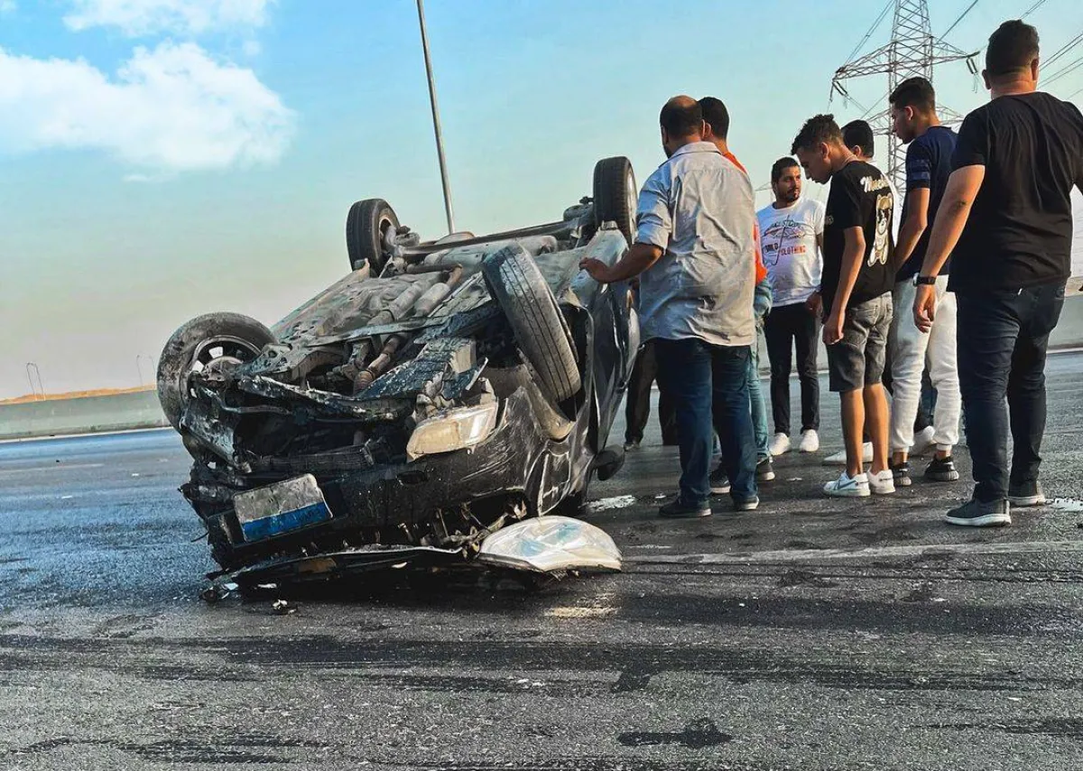 سيارة باهر النويهي بعد الحادث - صورة من حسابه على إنستجرام