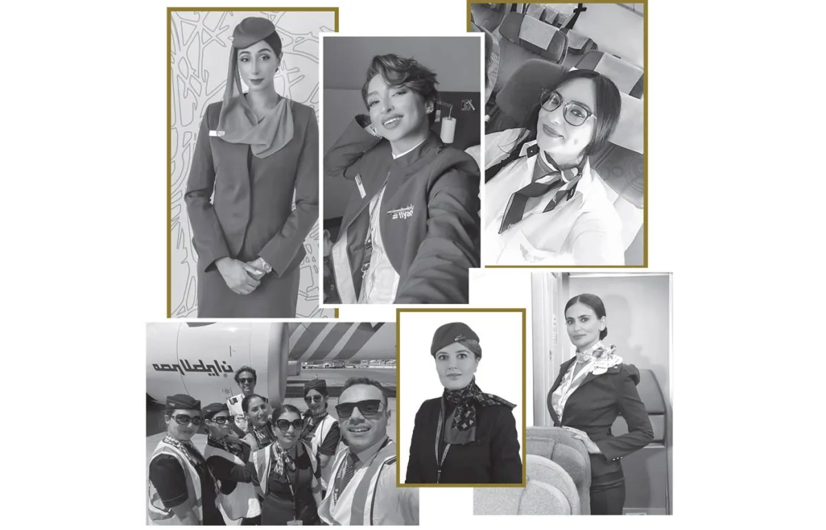 في البُلْدَانِ العَرَبِيَّةِ مضيفات الطيران زيّنا الجميل وابتسامتنا العذبة تخفيان مهنةً شاقّةً