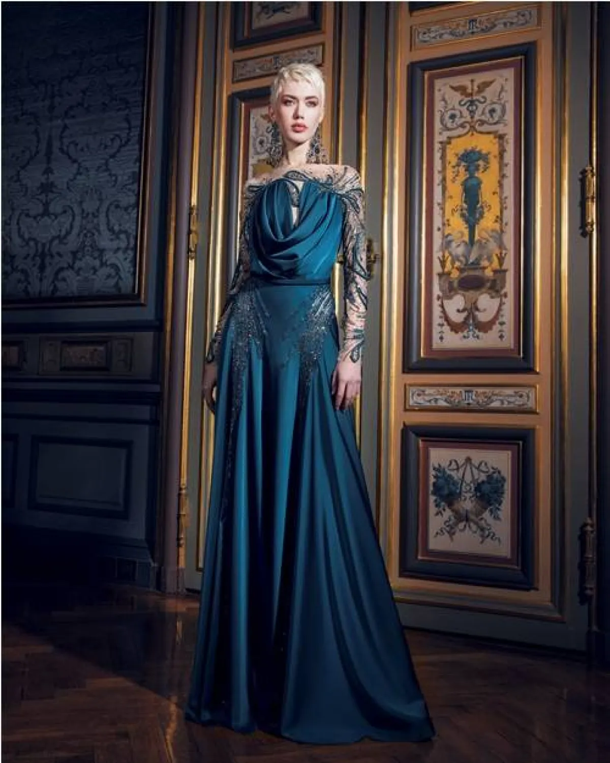 فستان ساتان للسهرات من زياد نكد «Ziad Nakad»