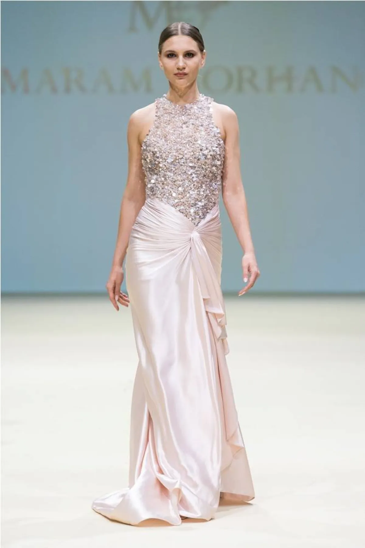 موديلات فساتين ساتان للسهرات من عروض الأزياء من مرام برهان «Maram Borhan»