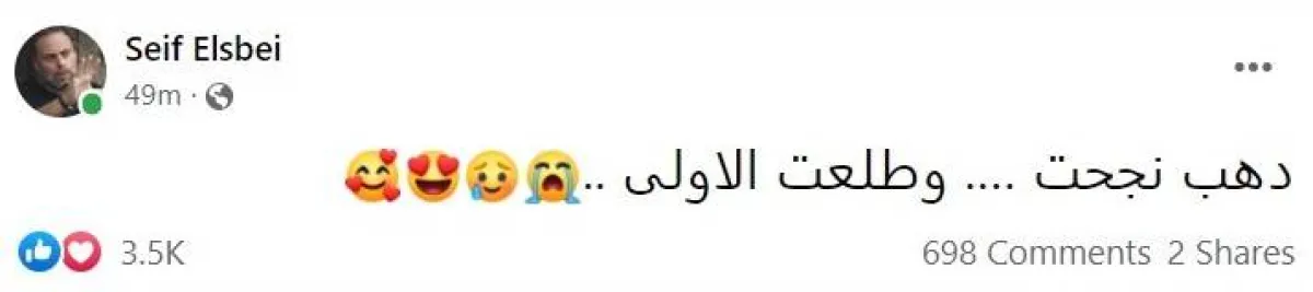 تعليق سيف سبيعي - الصورة لقطة شاشة من حسابه على فيسبوك