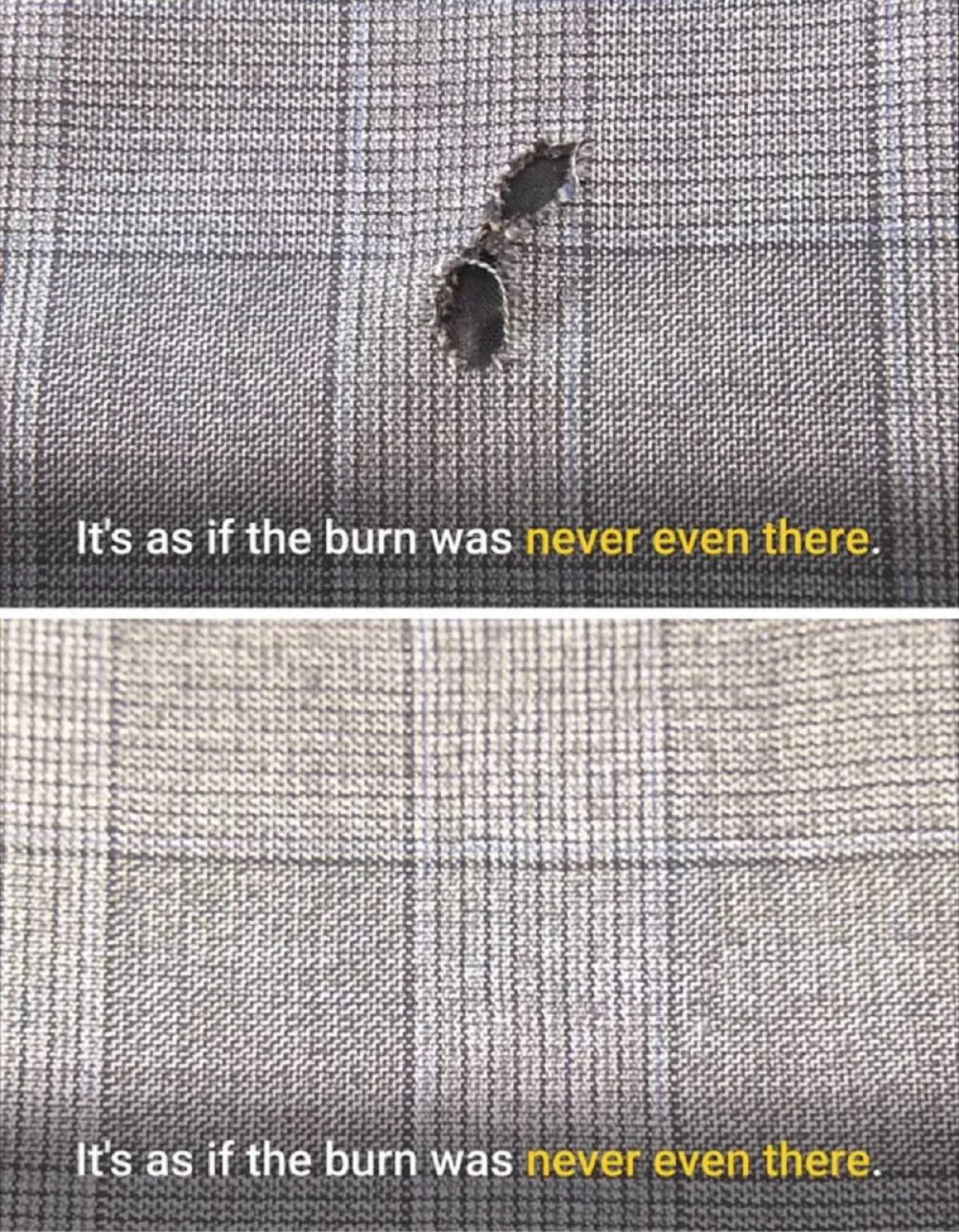 صورة الثقب قبل وبعد إصلاحه